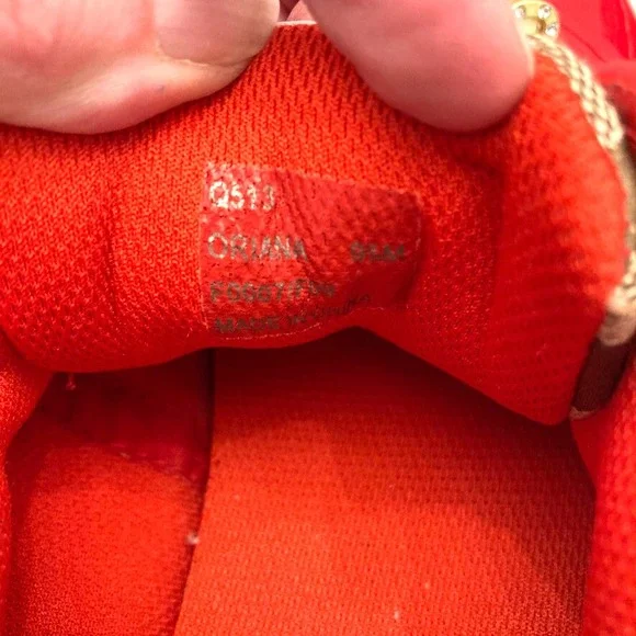 VTG Coach Women's Sneakers Oriana Size 9.5 Rhinestones Charms Logo Red Khaki Y2K - Picture 13 of 14